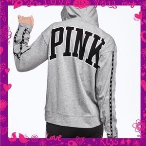 VS PINK 💜CAMPUS LOGO LIGHTWEIGHT LS HOODED TOP